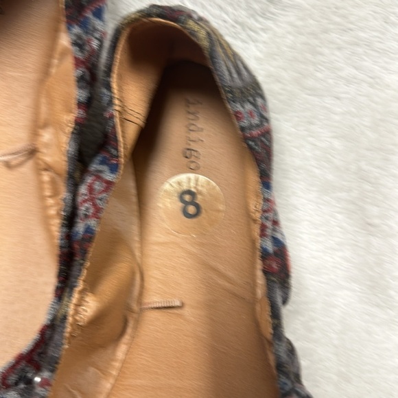 INDIGO RD. Ballet Flats, Geometric textile print with silver accent studs, 8 - Picture 3 of 5